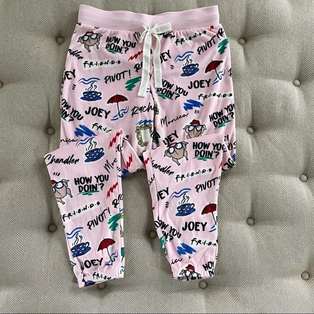 Friends Silky Fleece Jogger Sleepwear Pajama Pants S